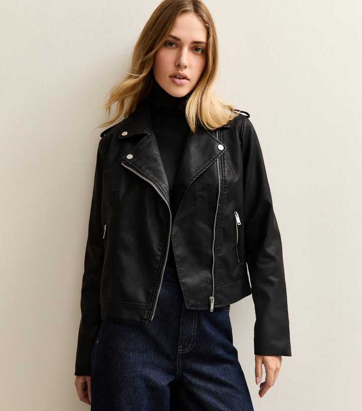 Black Faux Leather Biker Jacket