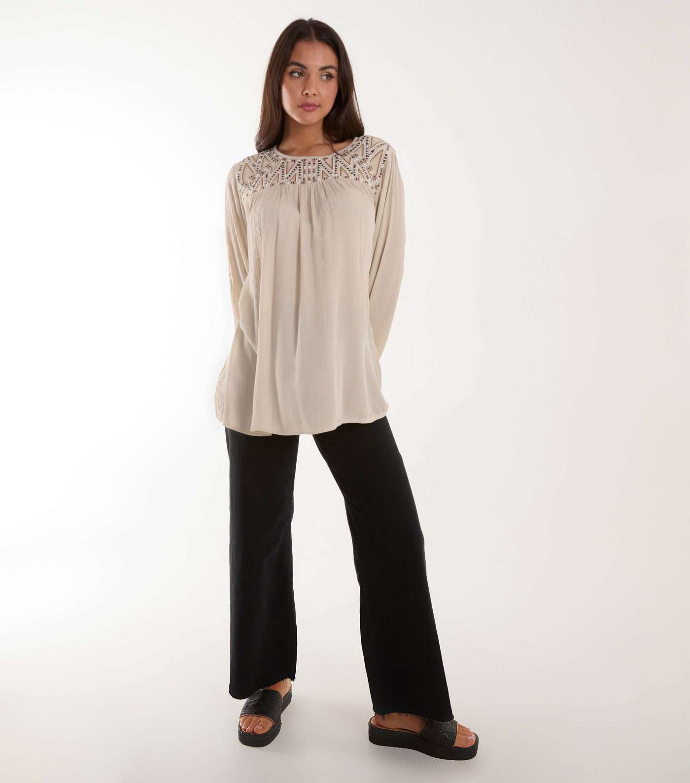 Blue Vanilla Stone Embroidered Long Sleeve Top Image 2
