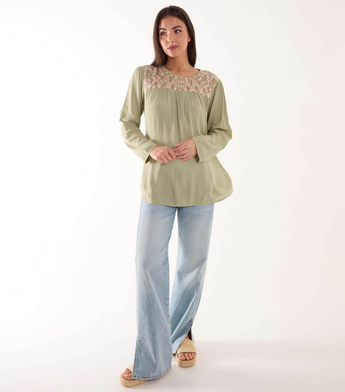 Blue Vanilla Olive Embroidered Top Image 2