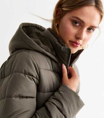 Khaki Hooded Puffer Jacket