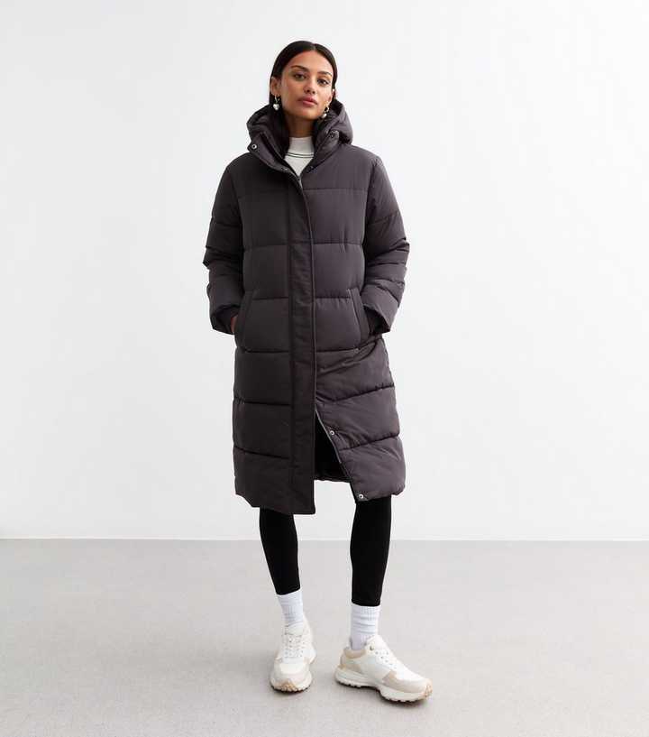 Grey New Look Womens Puffer Jacket Gray Fur Jacket Curves Grey