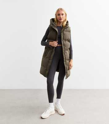 Khaki Hooded Puffer Gilet