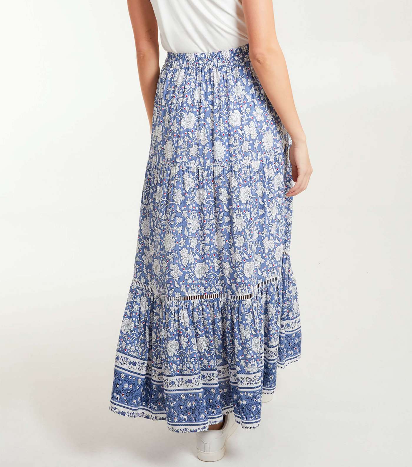 Blue Vanilla Blue Floral Tiered Midi Skirt Image 4