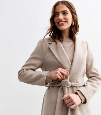 Cream Tailored Unlined Longline Belted Coat New Look