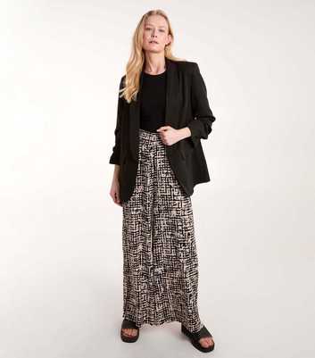 Blue Vanilla Black Abstract Print Wide Leg Trousers