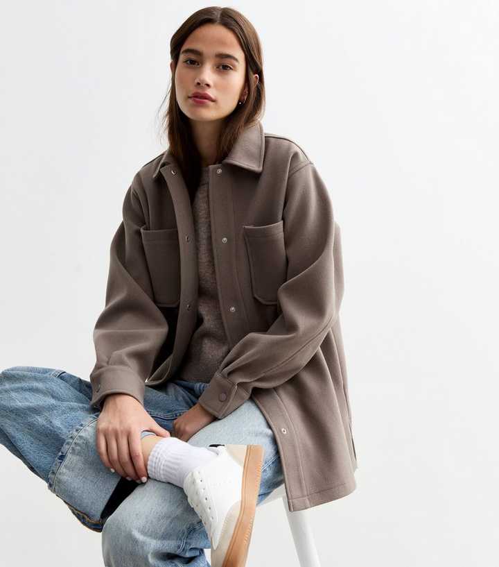 Brown Long Shacket | New Look