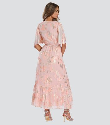 Finding Friday Coral Jacquard Maxi Dress New Look