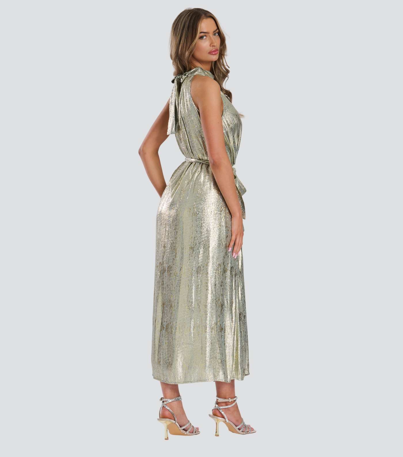 Finding Friday Gold High-Neck Midi Dress Image 5