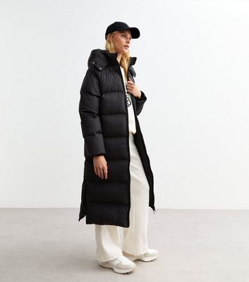 Longline puffer coat black on sale