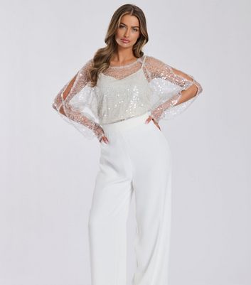 Finding Friday Off White Sequin Top New Look