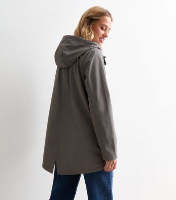 Grey Unlined Hooded Raincoat New Look