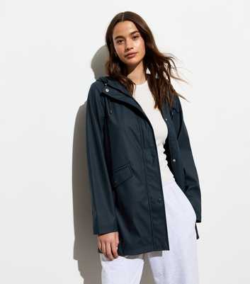 Navy Unlined Hooded Raincoat 