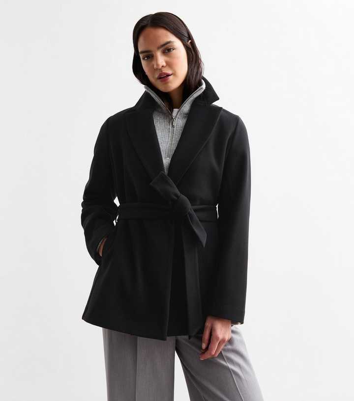 Black Short Belted Coat - Main Image