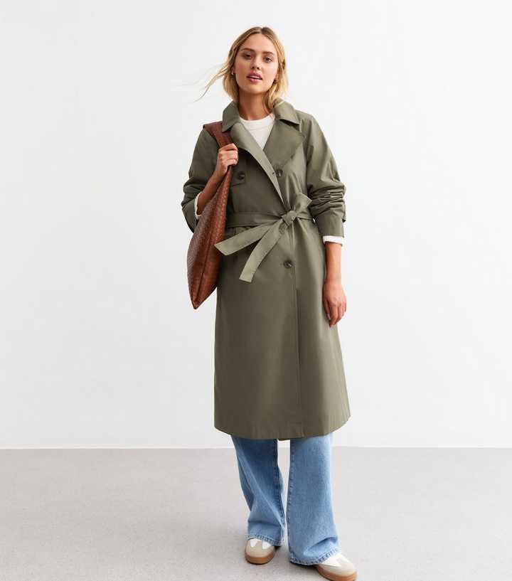 Khaki Double Breasted Trench Coat New Look