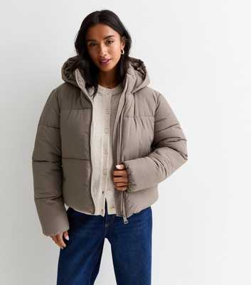 Petite Grey Cropped Puffer Coat 