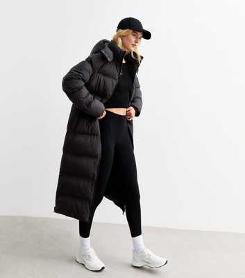 Tall Black Hooded Longline Puffer Coat