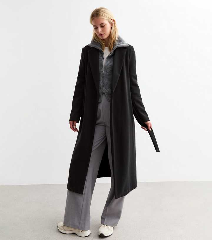 Belted Coat Womens Long Black Wool Coat Uk Tall Black Tailored