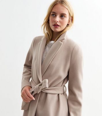 Tall Cream Tailored Unlined Longline Belted Coat New Look