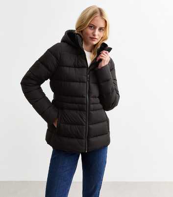 Tall Black Hooded Puffer Jacket