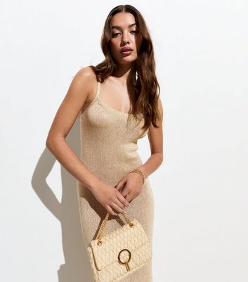 Gold glitter 2024 midi dress