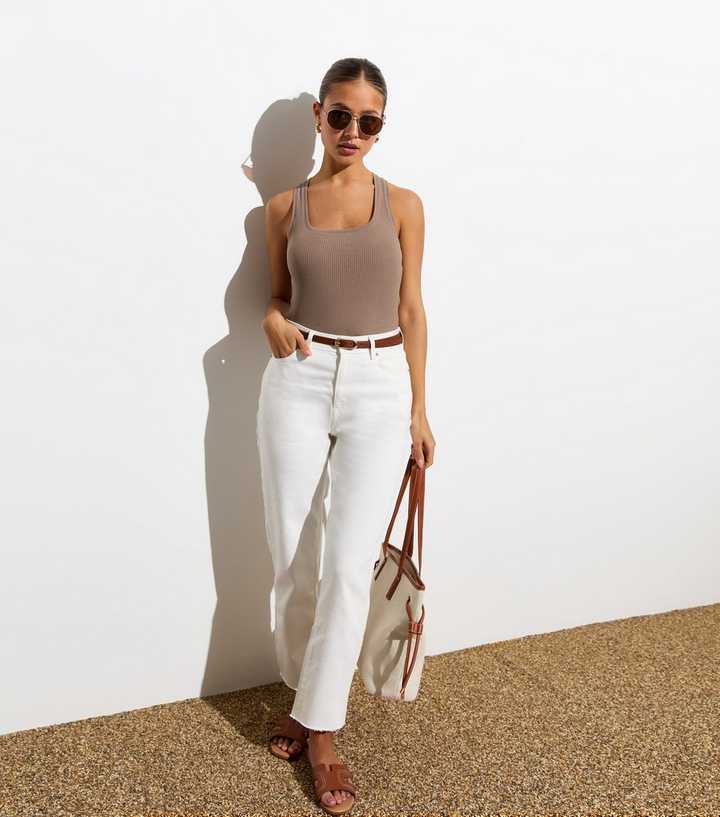 Light Brown Square Neck Vest