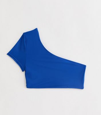 Gini London Blue One-Shoulder Bikini Top New Look
