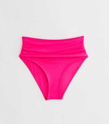 Gini London Neon Pink High-Waisted Bikini Bottoms