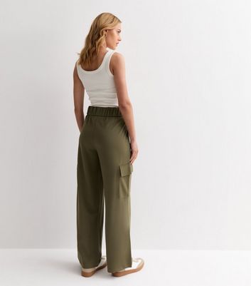 JDY Khaki Jersey Cargo Trousers New Look