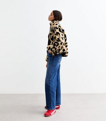 Cream Animal Print Zip Up Jacket New Look