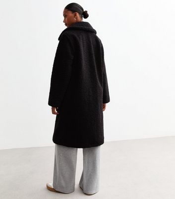 Black Borg Longline Coat New Look