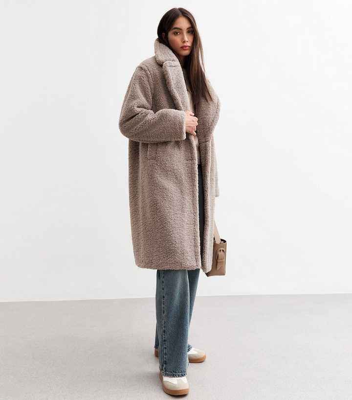 Mink Oversized Fluffy Borg Longline Coat