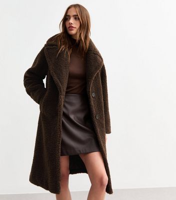 New look burgundy teddy coat best sale