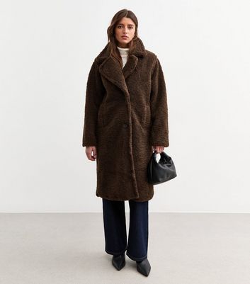 Longline Coat Dark Brown Teddy Bear Coat Brown Teddy Bear Coat
