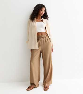 Stone Textured Wide Leg Trousers