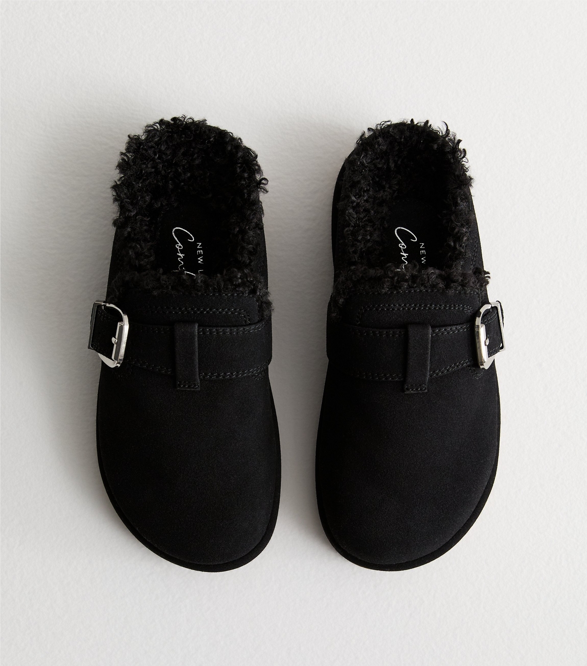 Women's Black Suedette Faux Fur Mules New Look