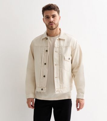 Jack Jones Off White Relaxed Denim Jacket New Look