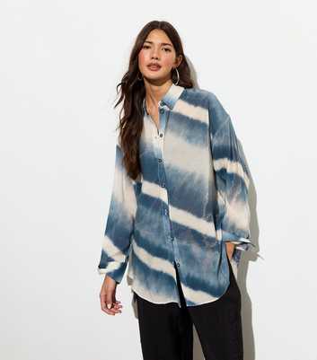 Blue Striped Tie Dye Oversized Shirt 