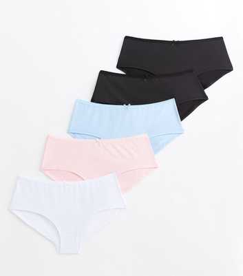 Girls 5 Pack Multicoloured High-Waist Briefs