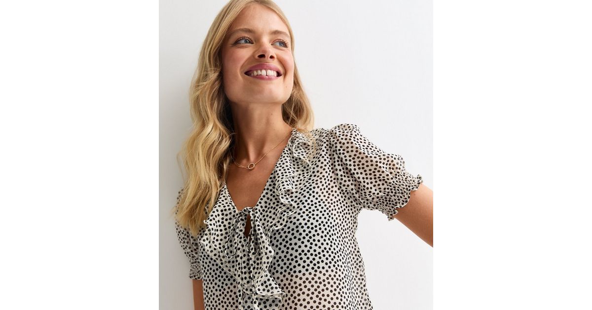23389 Polka Dot Ruffle Blouse