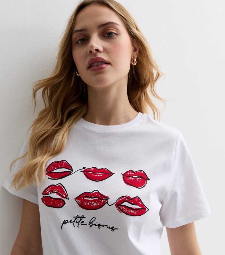 White Red Lip Cotton T-Shirt
