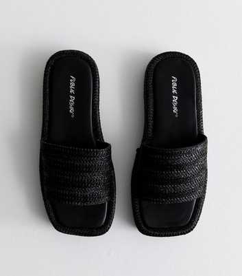 Public Desire Black Woven Strap Platform Mule Sandals