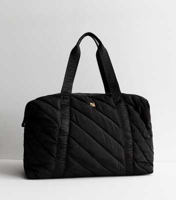 Black Quilted Weekend Bag