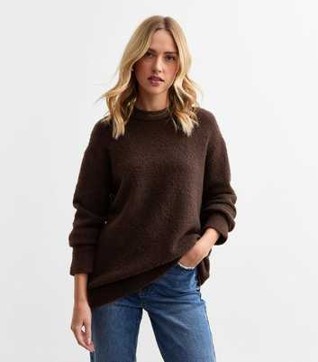 Brown Teddy Texture Knit Jumper