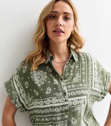 Khaki Paisley Print Resort Shirt