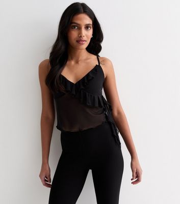 Black mesh crop top online