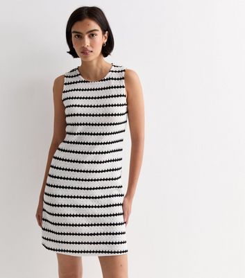 White Stripe Sleeveless Mini Dress New Look