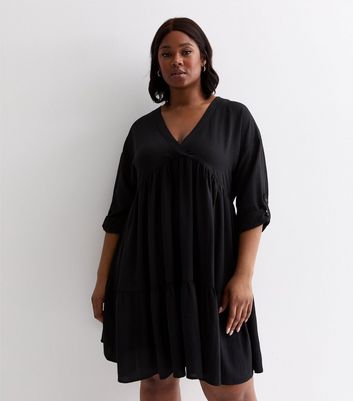 Black v neck smock dress hotsell