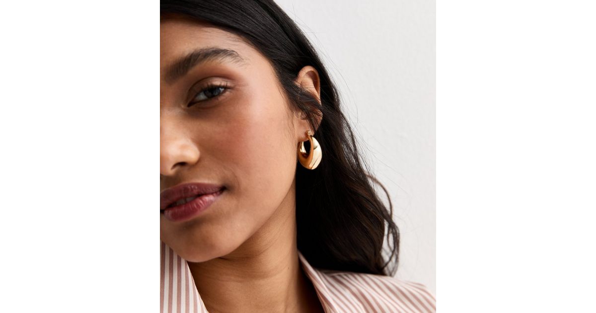 Gold Wide Hinge Hoops main image 1