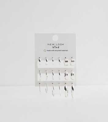 9 Pack of Silver Tone Hoop Earrings