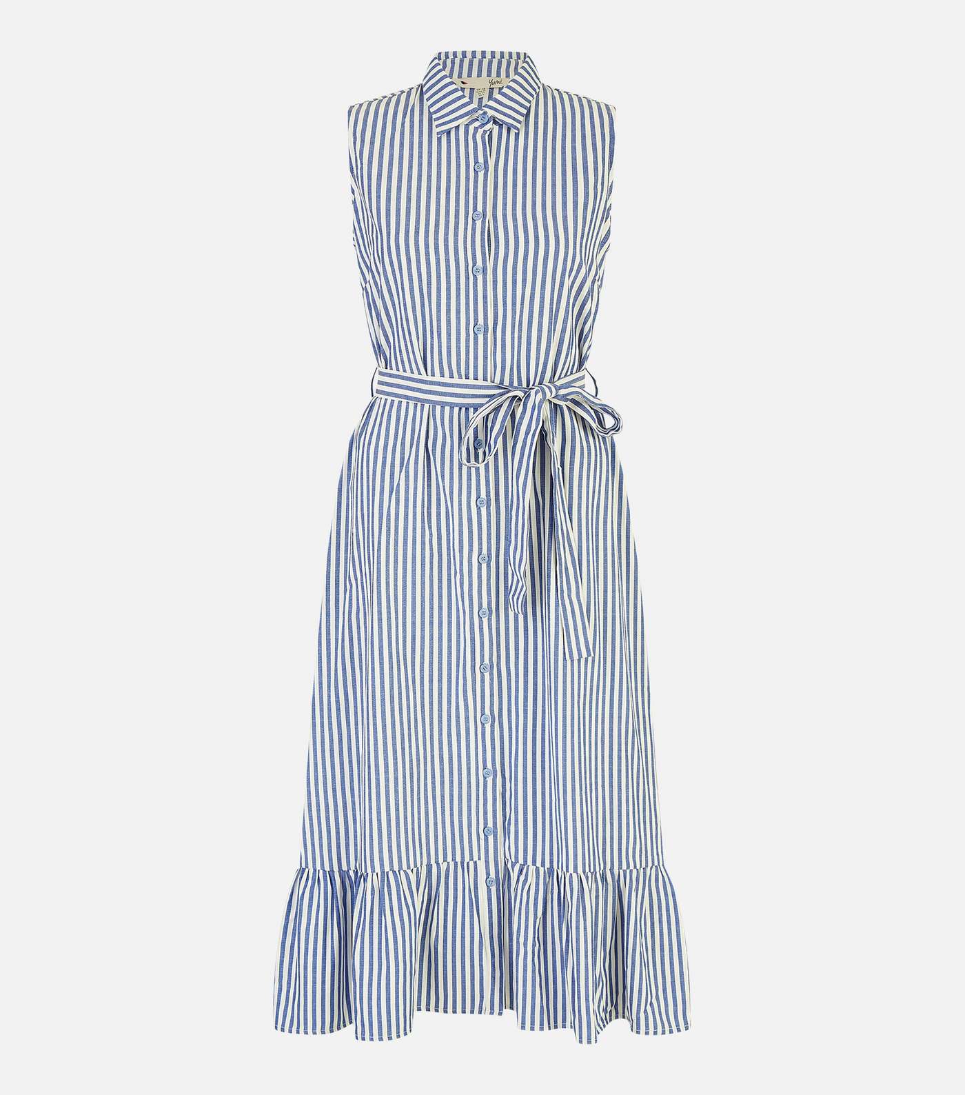 Yumi Blue Stripe Midi Shirt Dress Image 5